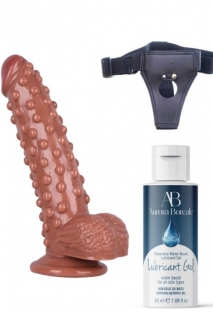 Belden Ba�lamal� Kayganla�t�r�c� Set Noctis 24cm Kahverengi Dildo No:40